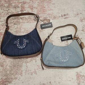 True Religion Denim Shoulder Bag - Dark Blue and Light Blue
